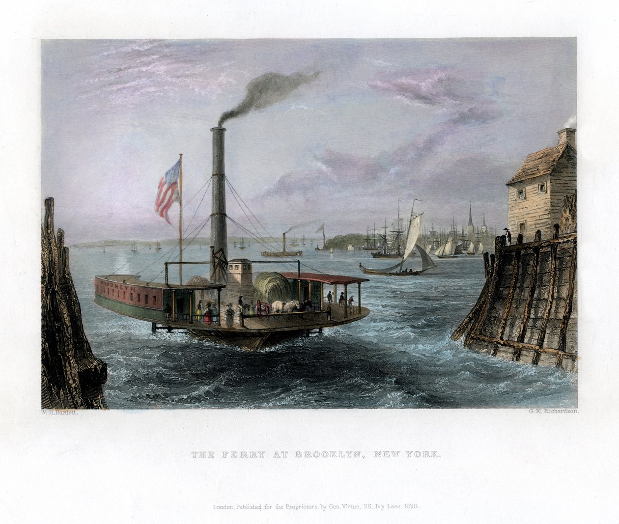Lautta Brooklynissa, New Yorkissa, Yhdysvalloissa, 1838. tekijältä George Richardson