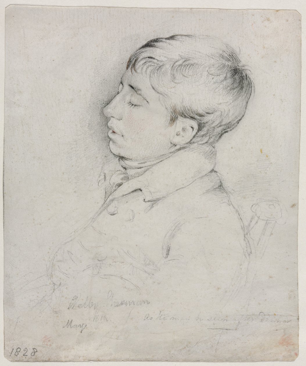 Muotokuva Welby Shermanista, joka nukkuu tuolissa, 1828. tekijältä George Richmond