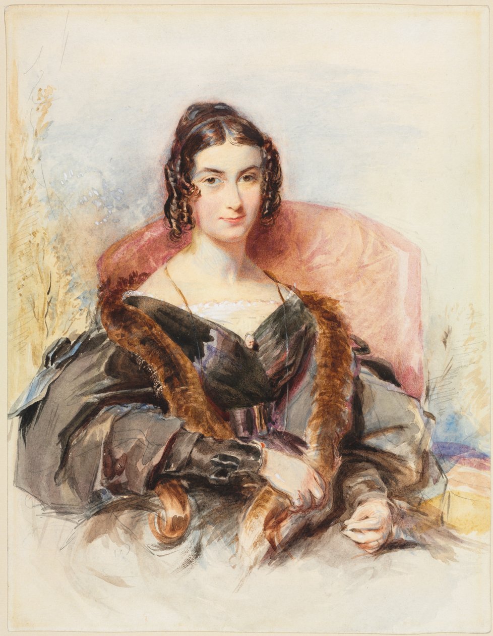 Naisen muotokuva, n.1830-1835 (akvarelli, grafiittia ja valkoista maalia korotettuna) tekijältä George Richmond