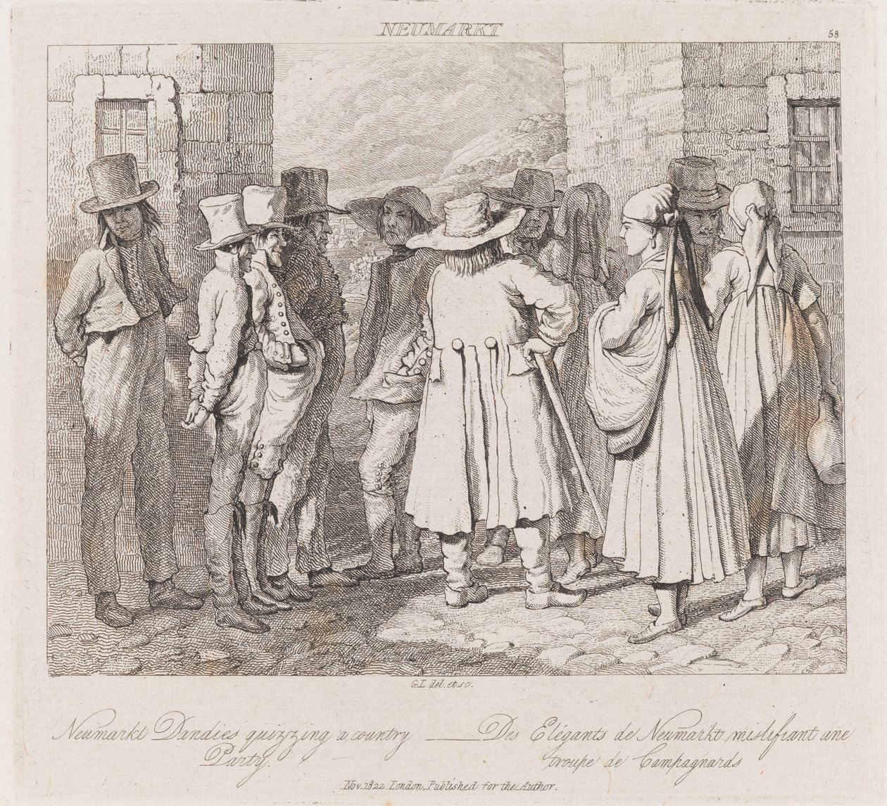 Dandies, Neumarket, n. 1821 (etsaus) tekijältä George Robert Lewis