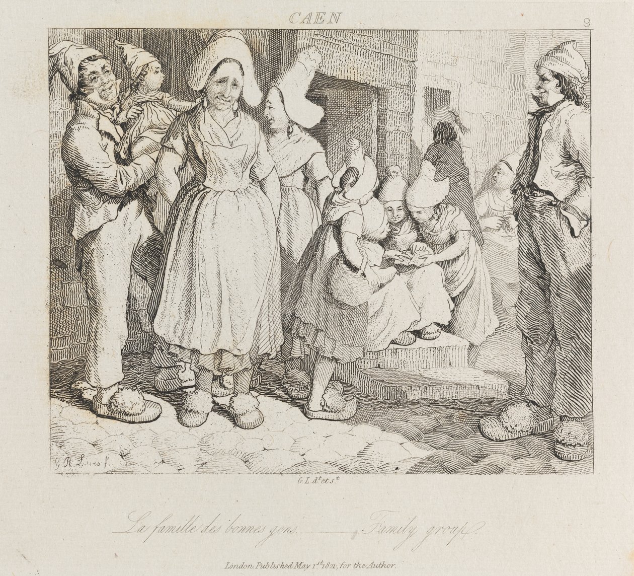 Perheryhmä, Caen, n. 1821 (etsaus) tekijältä George Robert Lewis