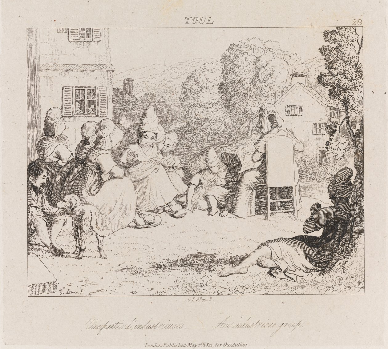 Industrious Group, Toul, n. 1821 (etsaus) tekijältä George Robert Lewis