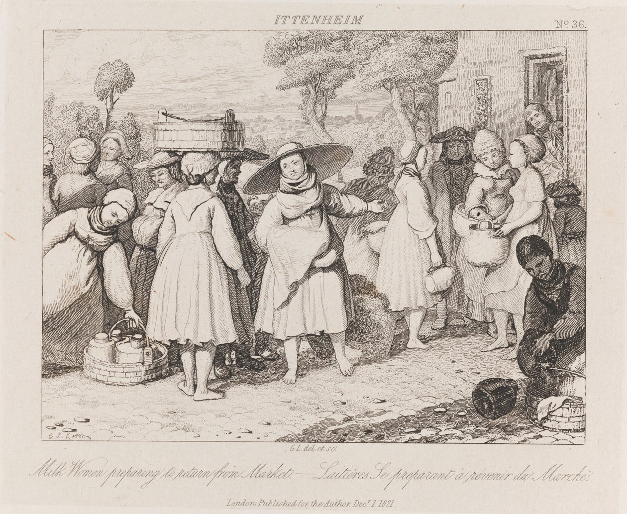 Milk Women, Ittenheim, n. 1821 (etsaus) tekijältä George Robert Lewis