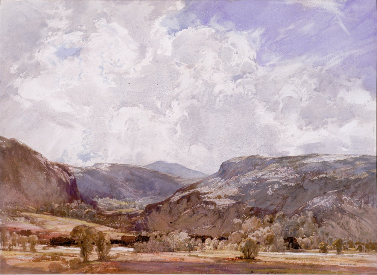 Conwy Valley - Keskipäivä (vartalon väri paperilla) tekijältä George Robert Rushton