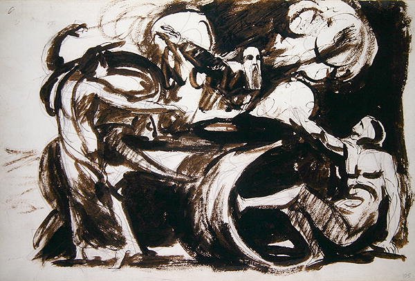 Dream of Atossa (kynä ja muste ja pesu grafiitin päällä paperille) tekijältä George Romney