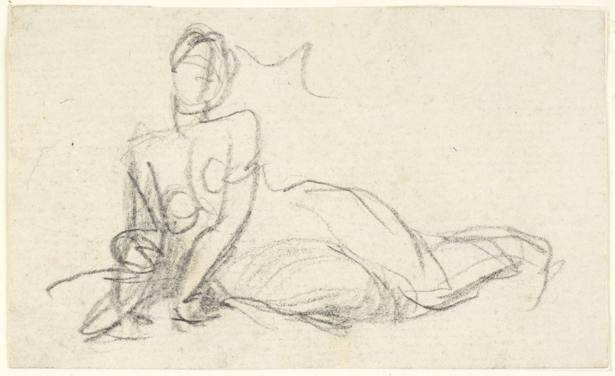 Maassa istuva naishahmo tekijältä George Romney