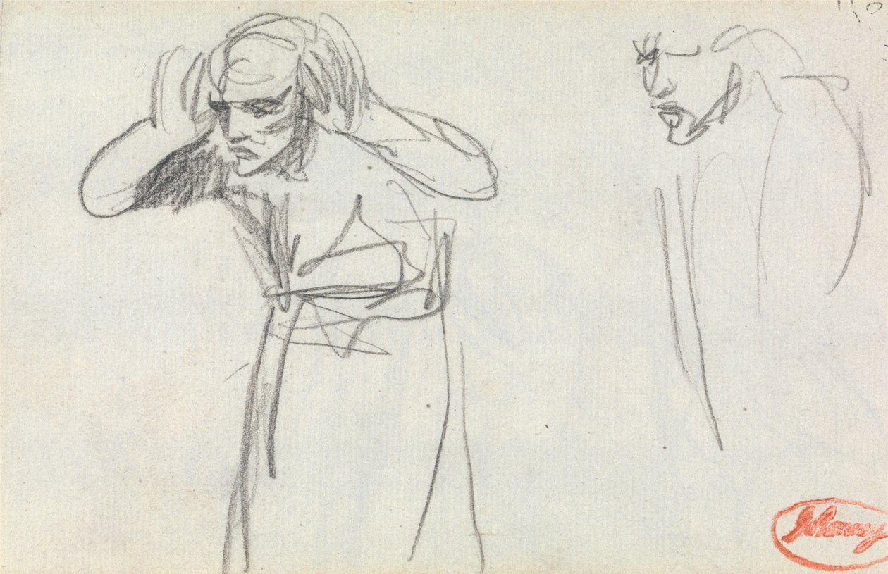 Hahmo, jolla on kädet korville tekijältä George Romney