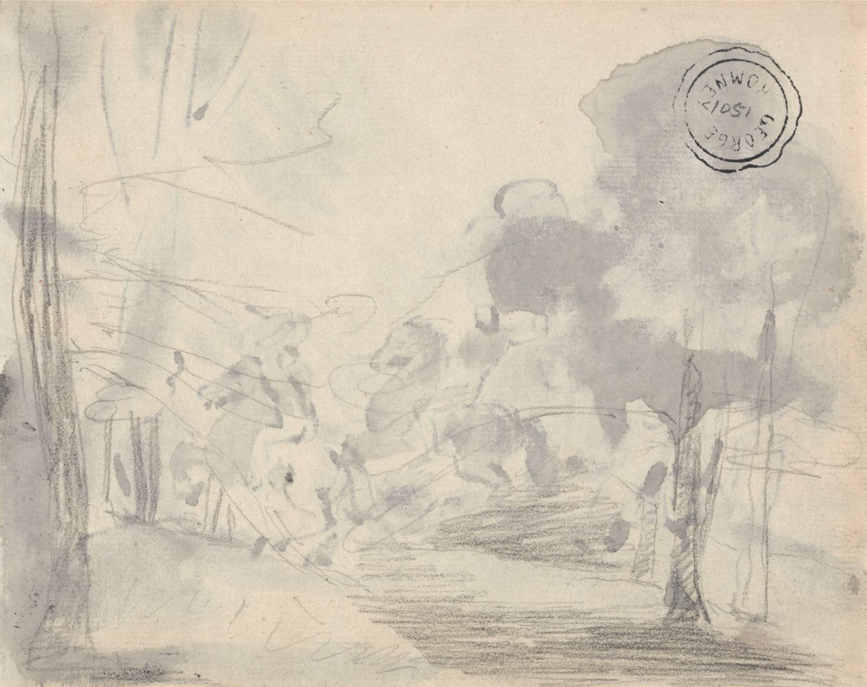 Puiden reunustama aukea tekijältä George Romney