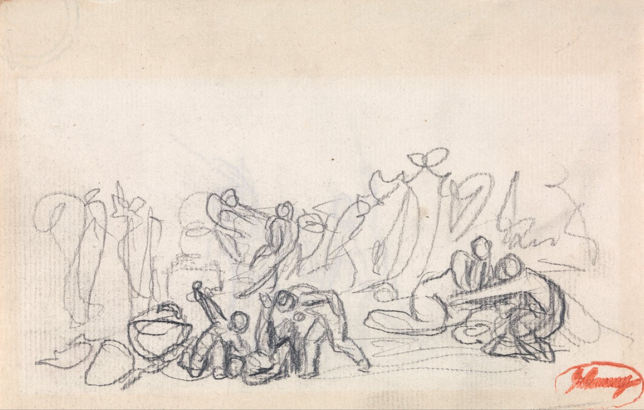 Hahmoryhmä, mahdollisesti naisia ja lapsia leikkimässä tekijältä George Romney