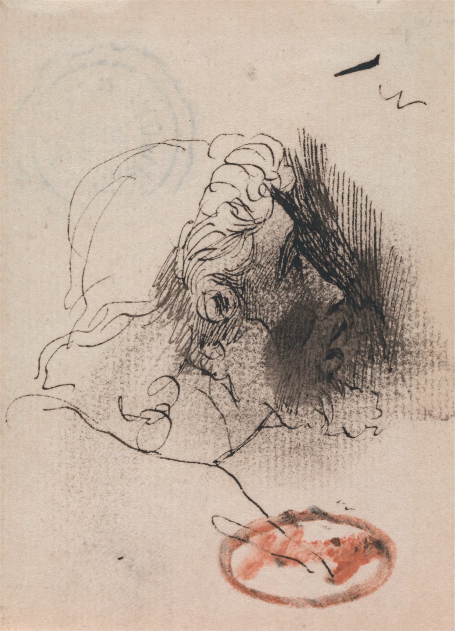 Miehen pää profiilissa tekijältä George Romney