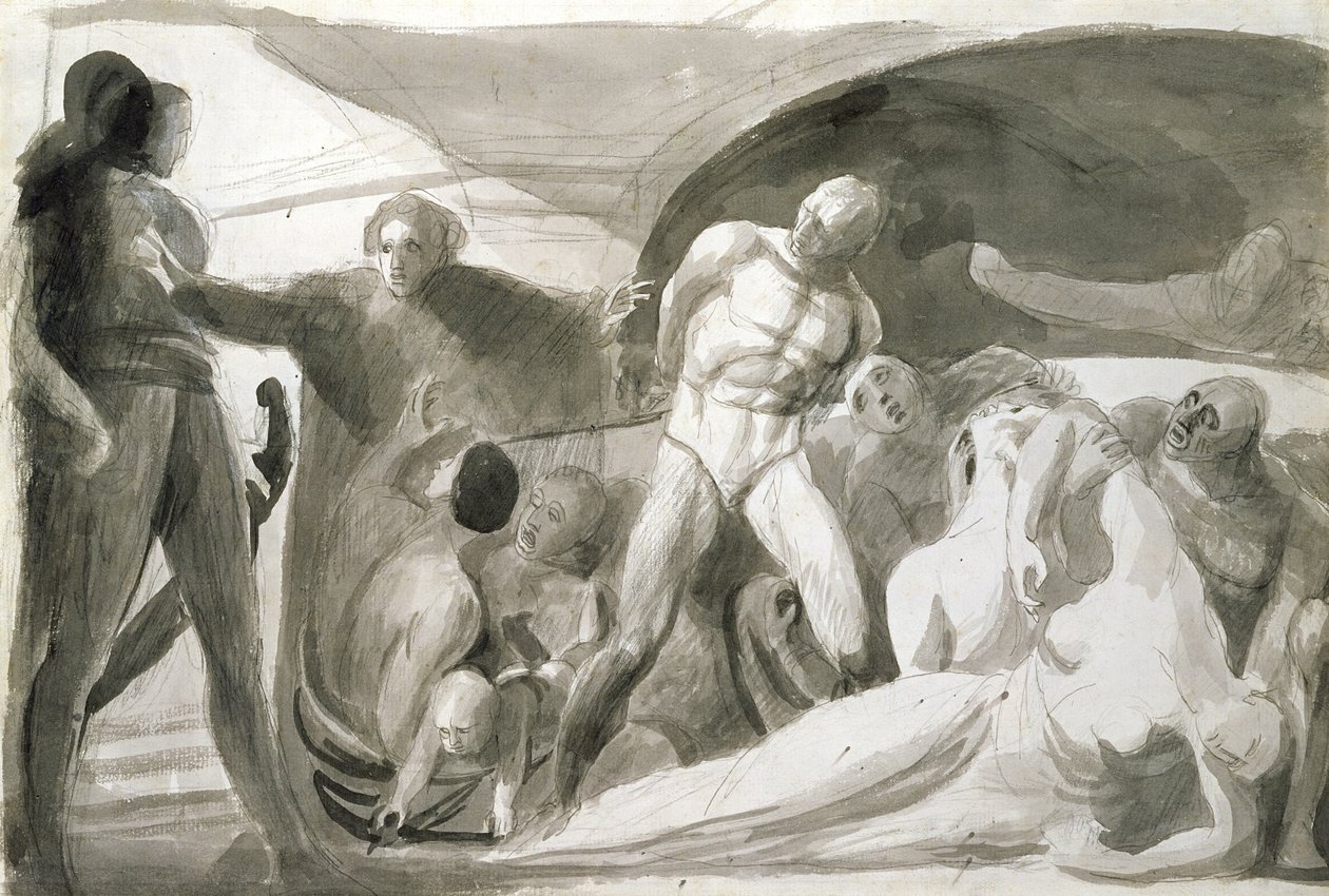 Howard vierailee Lazarettossa (kynä ja muste ja pese paperille) tekijältä George Romney