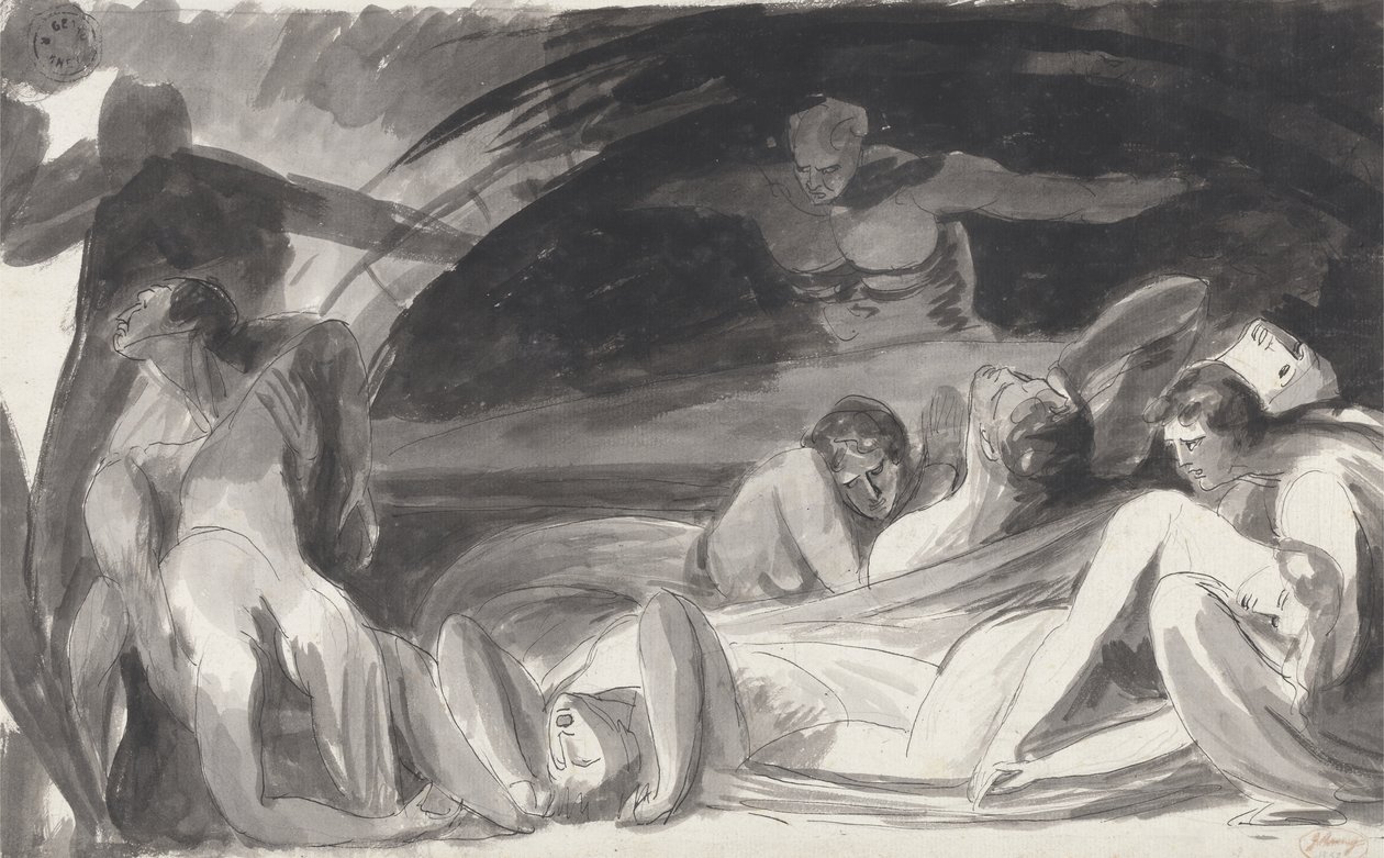 Howard vierailee vankilassa (kynä ja muste ja pesu grafiitin päälle levitetylle paperille) tekijältä George Romney