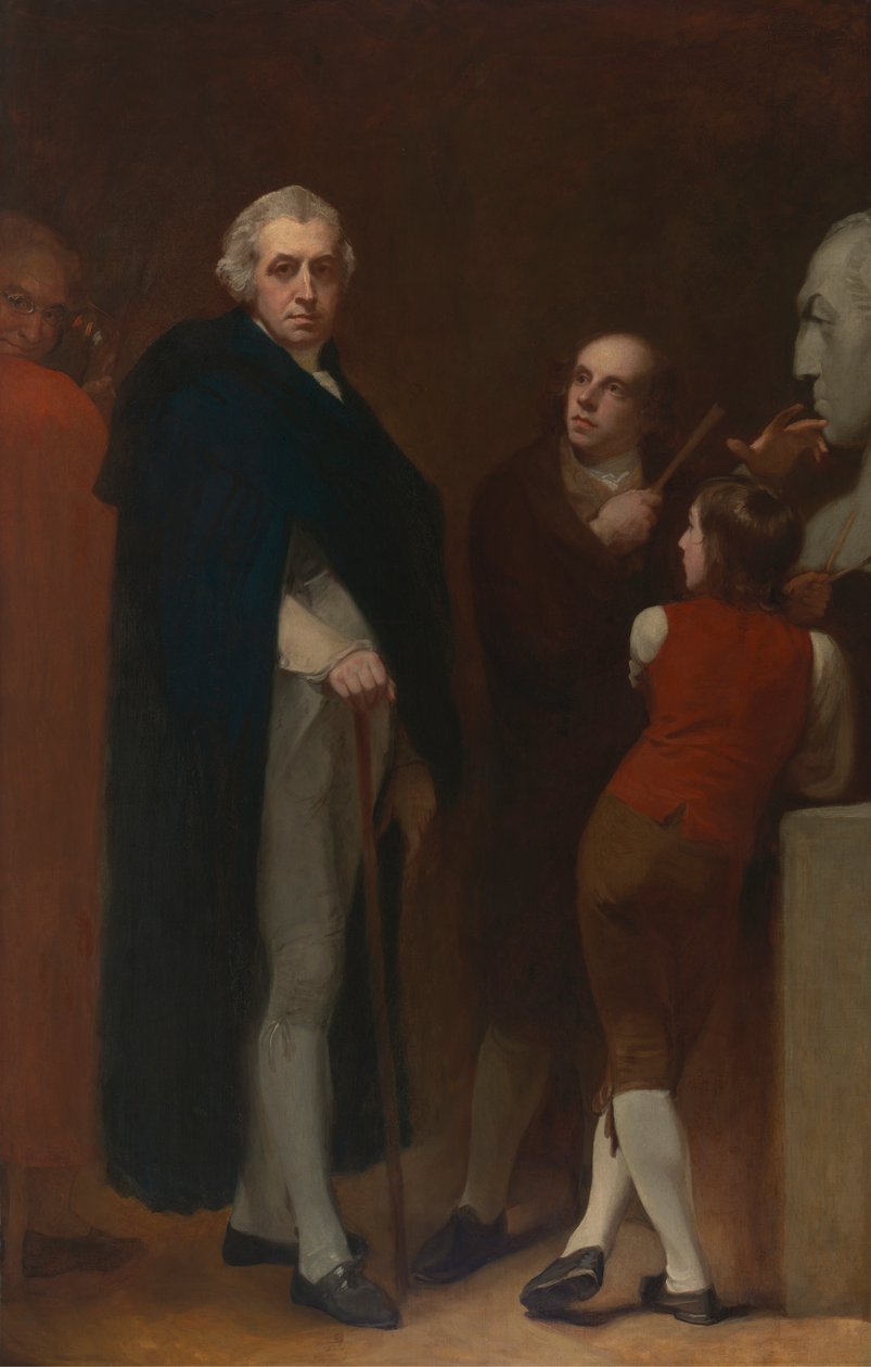 John Flaxman mallintaa William Hayleyn rintakuvaa tekijältä George Romney