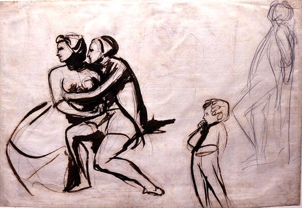 Lovers Epy by a Child (kynän ja musteen pesu) tekijältä George Romney