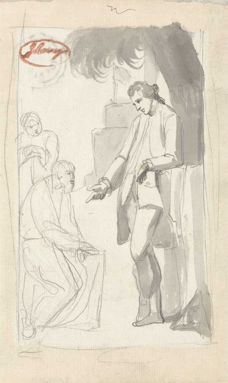 Majuri Pierson ja Brahman (harmaa pesu ja grafiitti paperille) (katso 153906) tekijältä George Romney