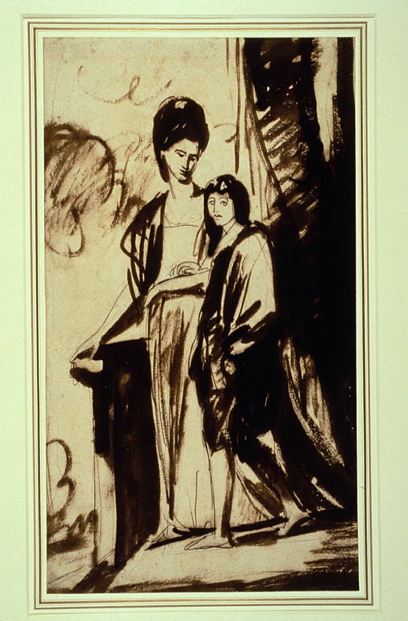 Muotokuva äidistä ja hänen pojastaan (luultavasti Jane, Gordonin herttuatar ja hänen poikansa George, Huntleyn ensimmäinen markiisi) tekijältä George Romney