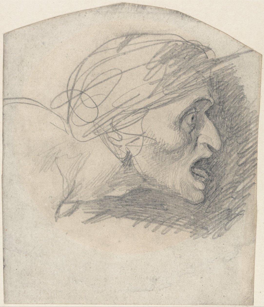 Groteskin pään profiili oikealle päin tekijältä George Romney