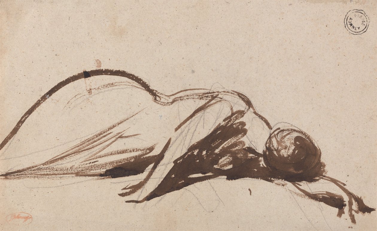 Polvillaan oleva nainen tekijältä George Romney