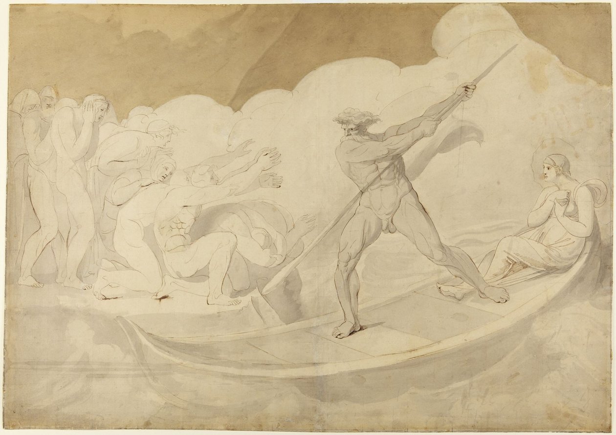 Psyche ylitti Styx-joen Apuleiuksen teoksesta ”Kultainen aasi”, VI, 18 tekijältä George Romney