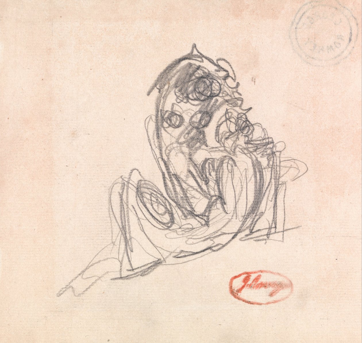 Makuuasennossa oleva hahmo ja istuva hahmo tekijältä George Romney