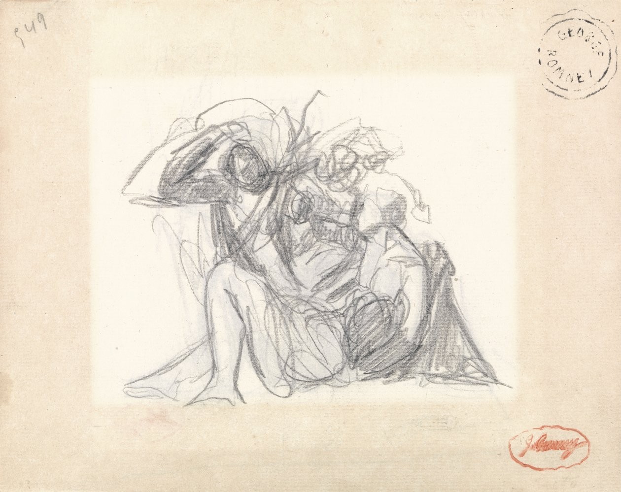 Makaava nainen ja muut hahmot (grafiitti paperille) (katso 153910) tekijältä George Romney