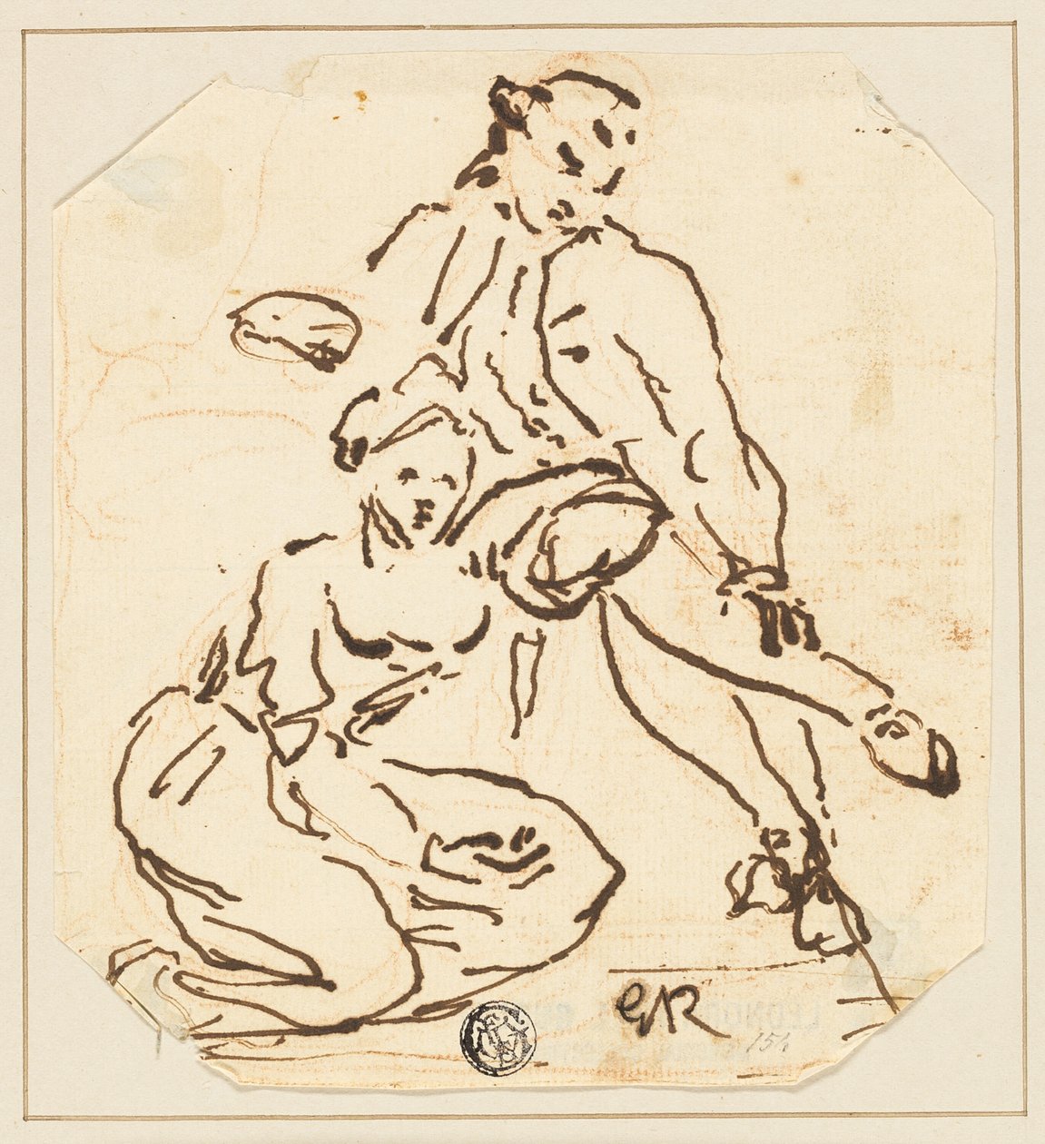 Istuva mies ja nainen tekijältä George Romney