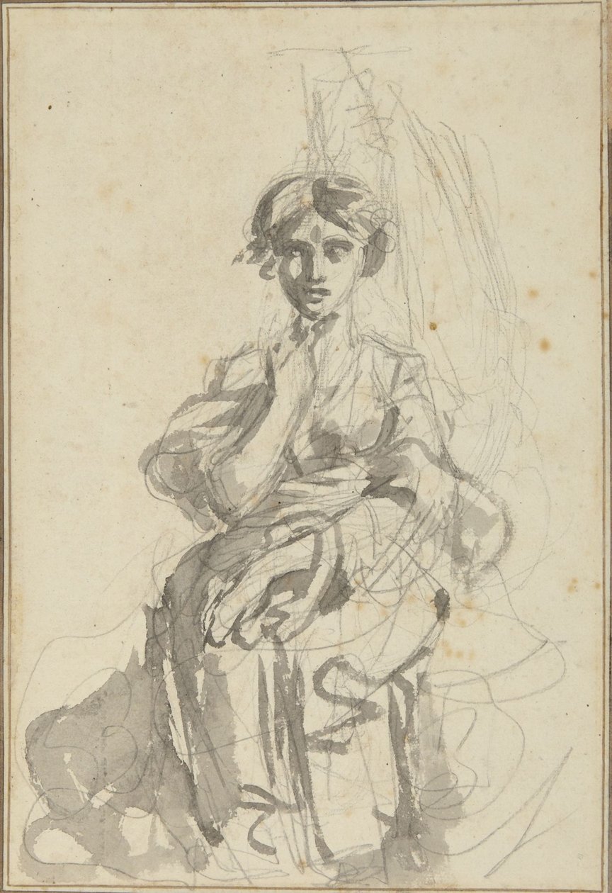 Istuva naishahmo tekijältä George Romney