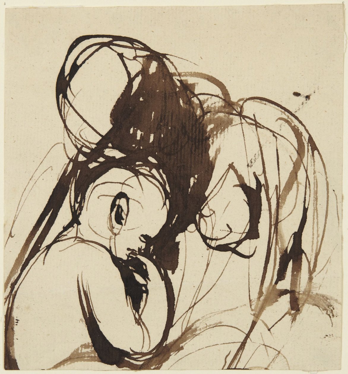 Istuva nainen ja lapsi tekijältä George Romney