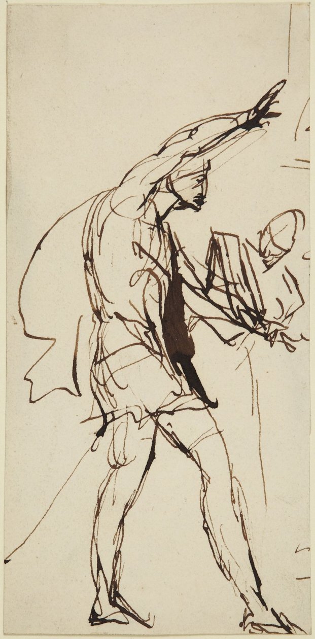 Luonnos Macbethin hahmosta ”Macbethin” juhla-aterian kohtauksessa tekijältä George Romney