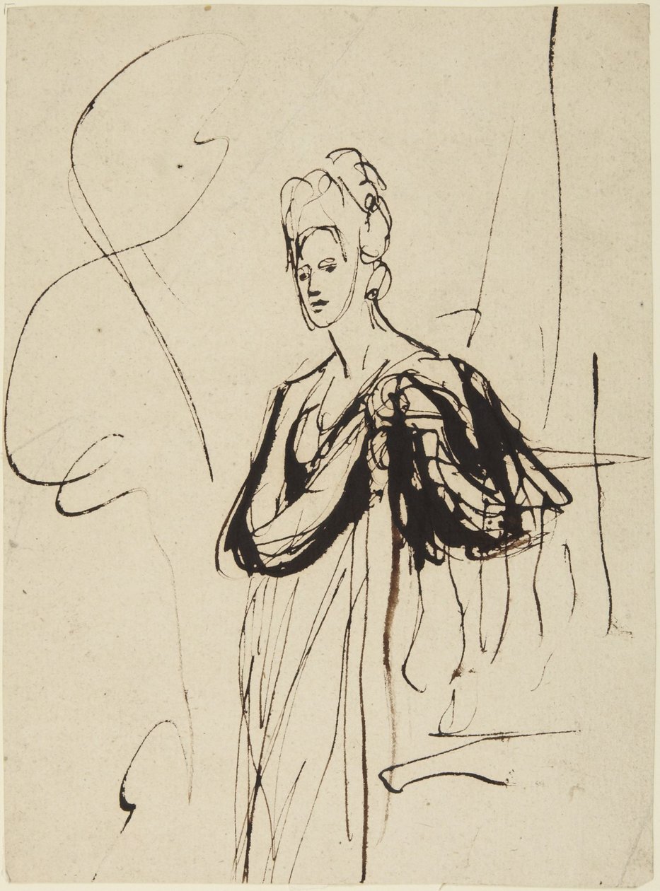 Seisova naishahmo, puolivartalokuva tekijältä George Romney