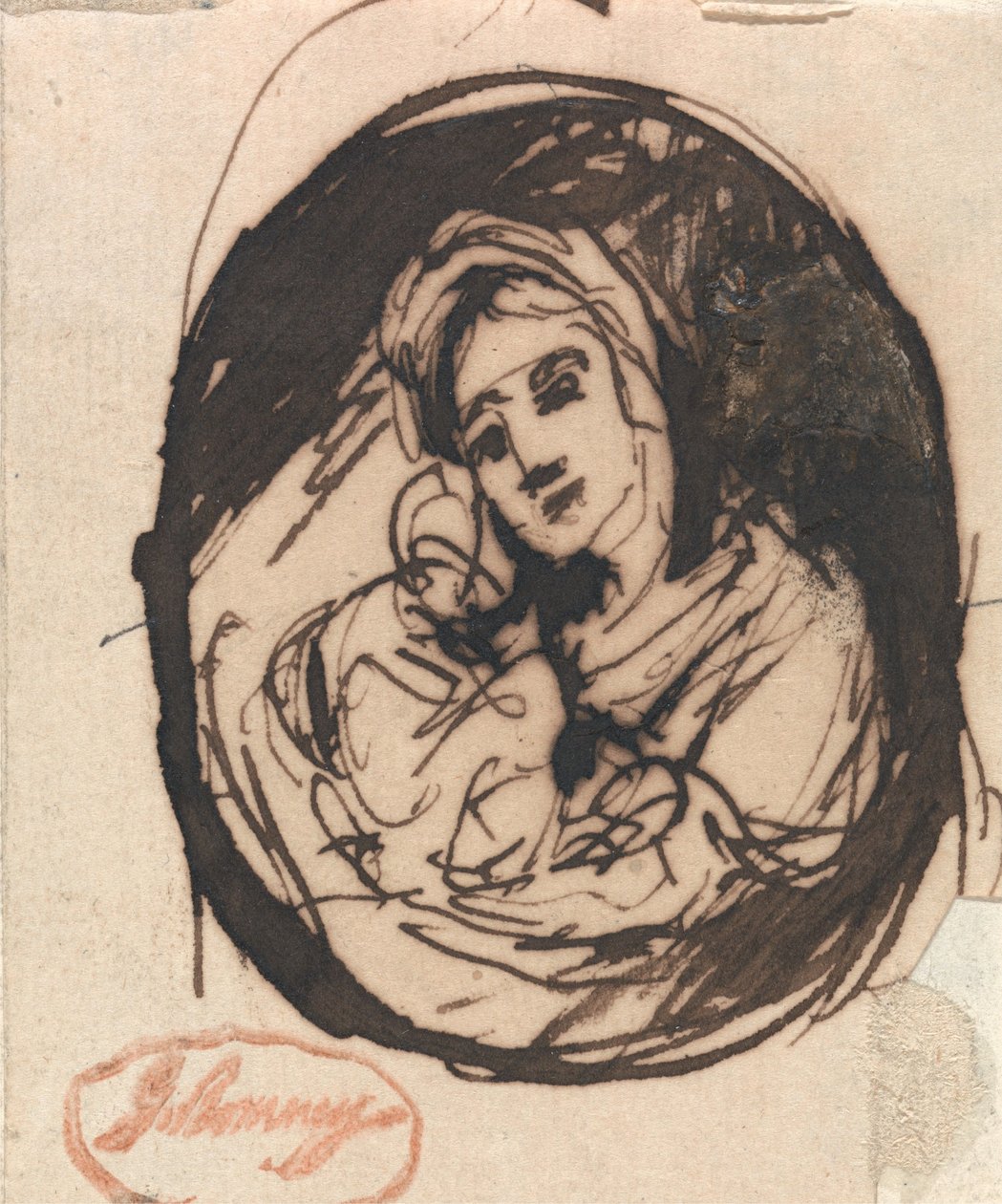 Luonnos äidistä ja lapsesta tekijältä George Romney