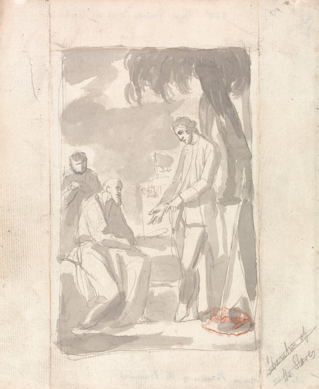 Luonnos majuri Thomas Pearsonin ja brahminin muotokuvaksi tekijältä George Romney