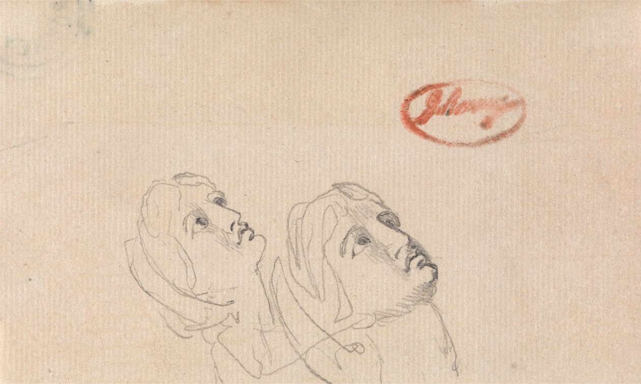 Kaksi päätä katsomassa ylöspäin tekijältä George Romney