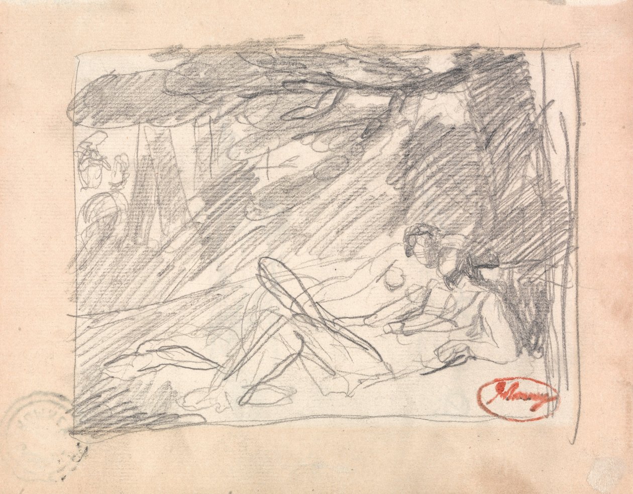 Kaksi rakastavaista maisemassa tekijältä George Romney
