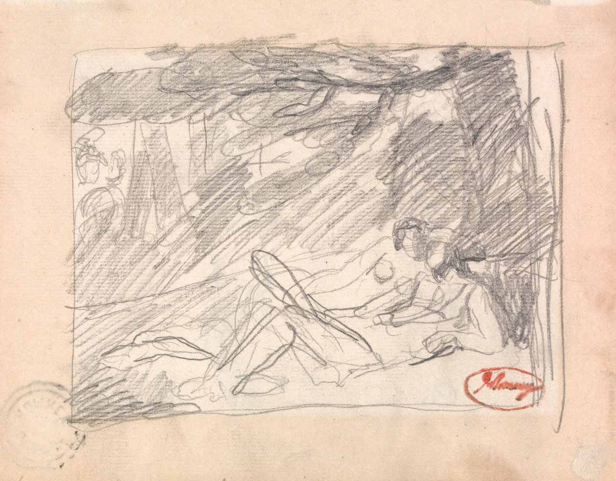 Kaksi rakastavaista maisemassa tekijältä George Romney