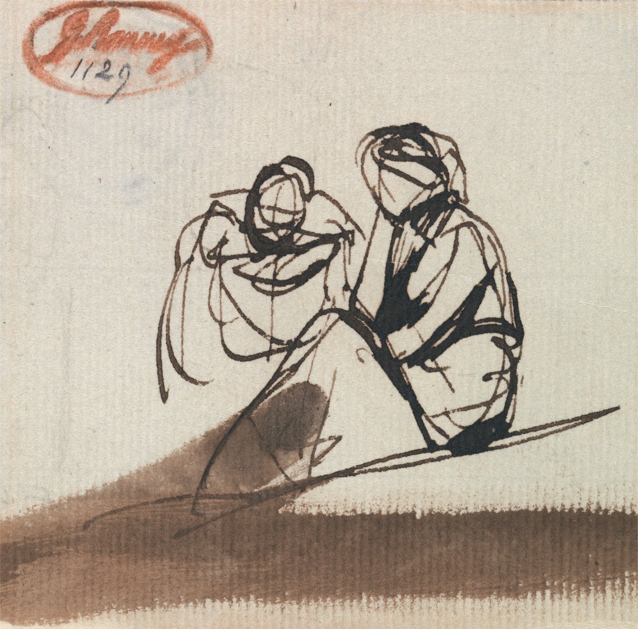 Kaksi istuvaa hahmoa tekijältä George Romney