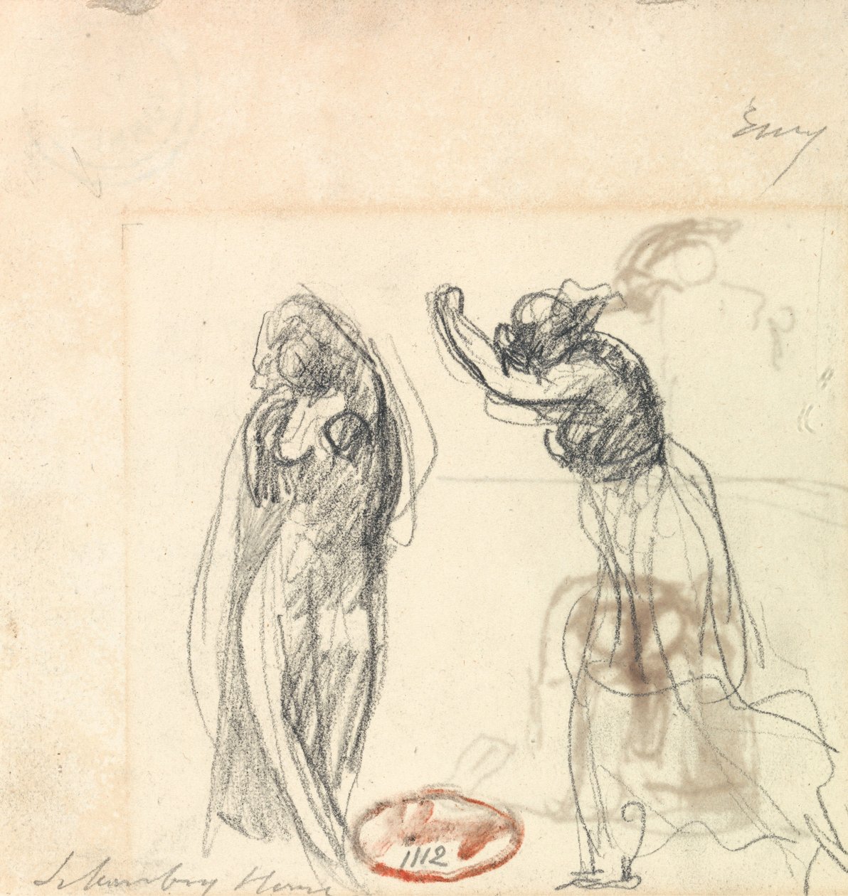 Kaksi luonnosta naishahmosta tekijältä George Romney