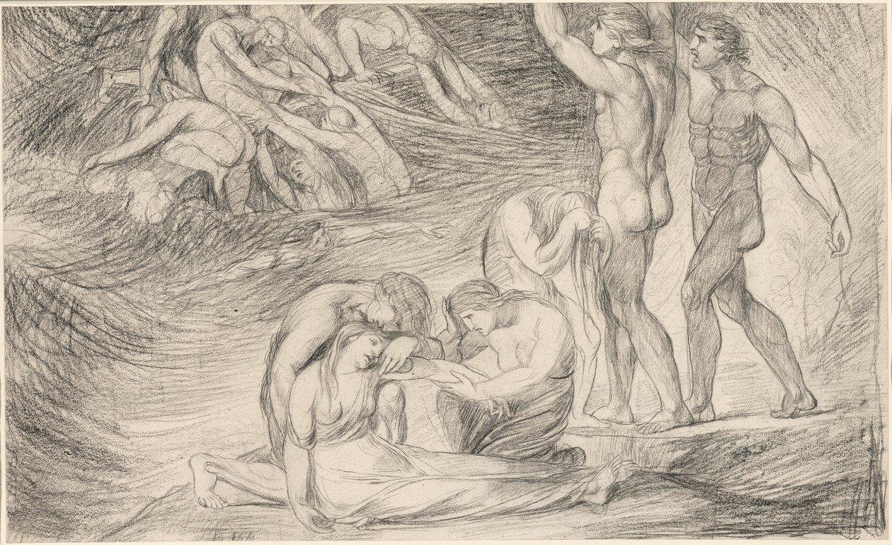 Viola selviytyy haaksirikosta Illyrian rannikolla, elokuvasta "Kahdestoista yö" tekijältä George Romney