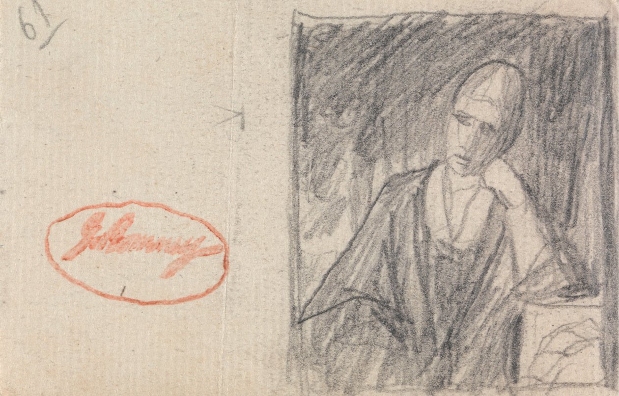 Nainen, joka nojaa päätään taivutettuun käsivarteen tekijältä George Romney