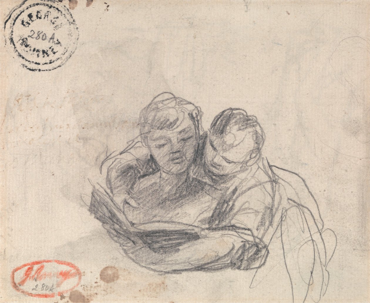 Nainen opettaa lasta lukemaan tekijältä George Romney