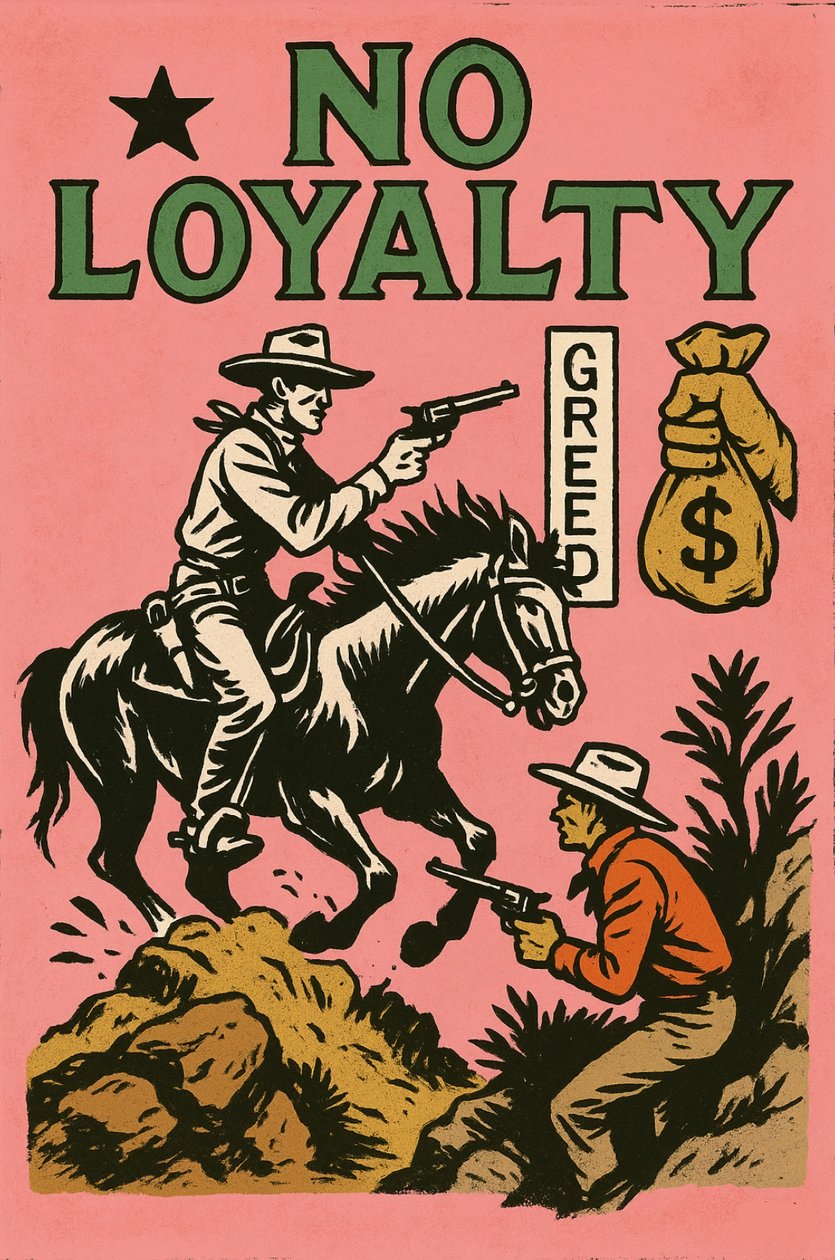 Ahneuden hinta, 2025 (akryyli kankaalle) tekijältä George Rosaly