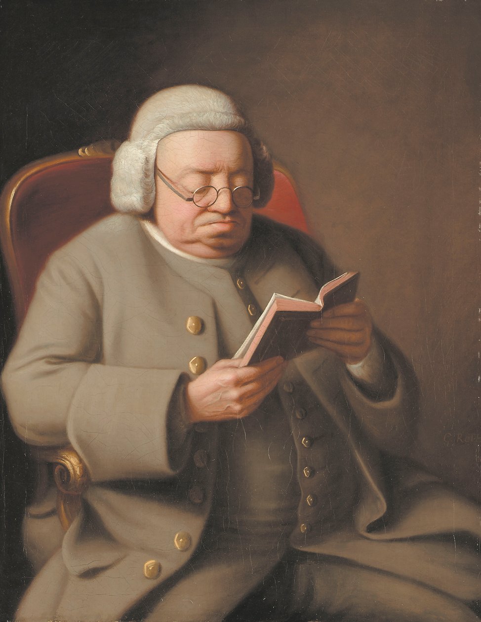 Muotokuva Isaac Brodeausta lukemassa kirjaa, 1700-luku tekijältä George Roth