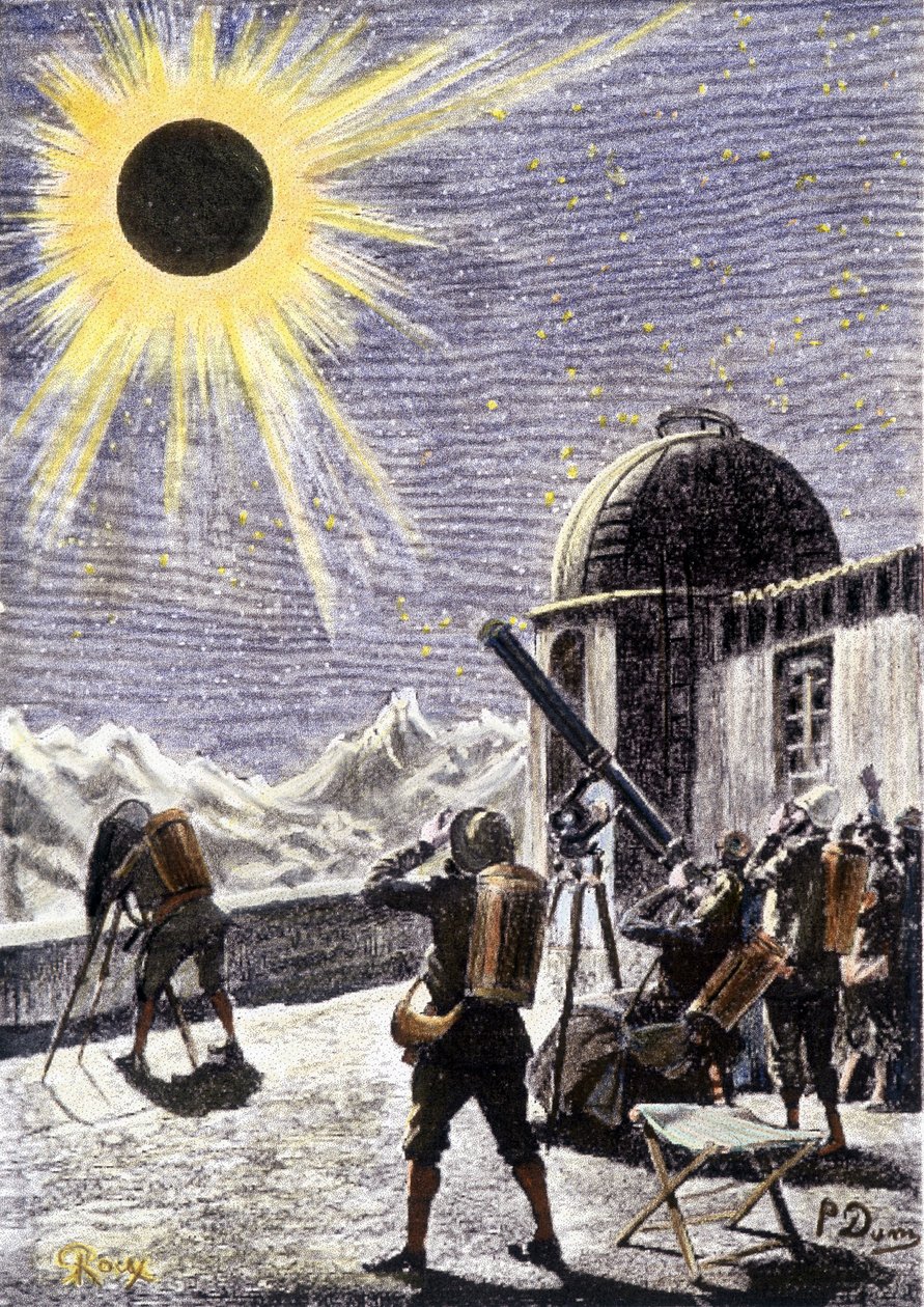 Ihmisiä katsomassa pimennystä - André Laurien "" Les Exiles de la Terre" -kuvassa Georges Roux