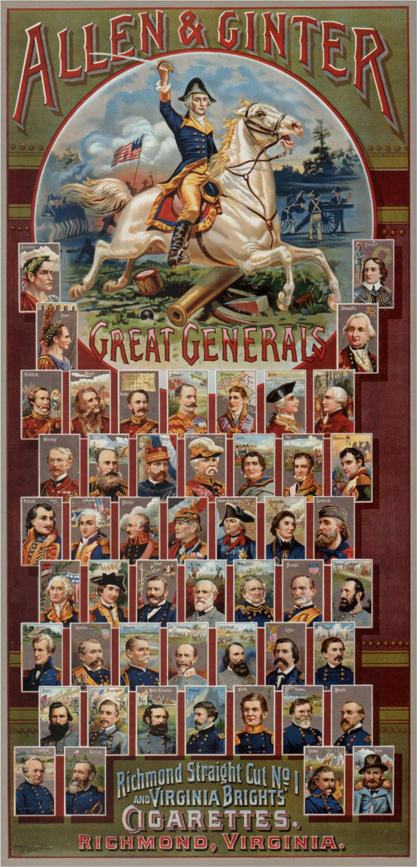 The Great Generals -sarja Allen & Ginter Cigarettes Brandsille, 1885 tekijältä George S. Harris