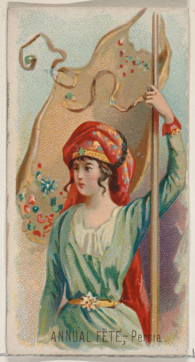 Vuosittainen Fête, Persia, Holidays-sarjasta N80 Duke-tuotemerkin savukkeille, 1890, 1890. tekijältä George S. Harris and Sons