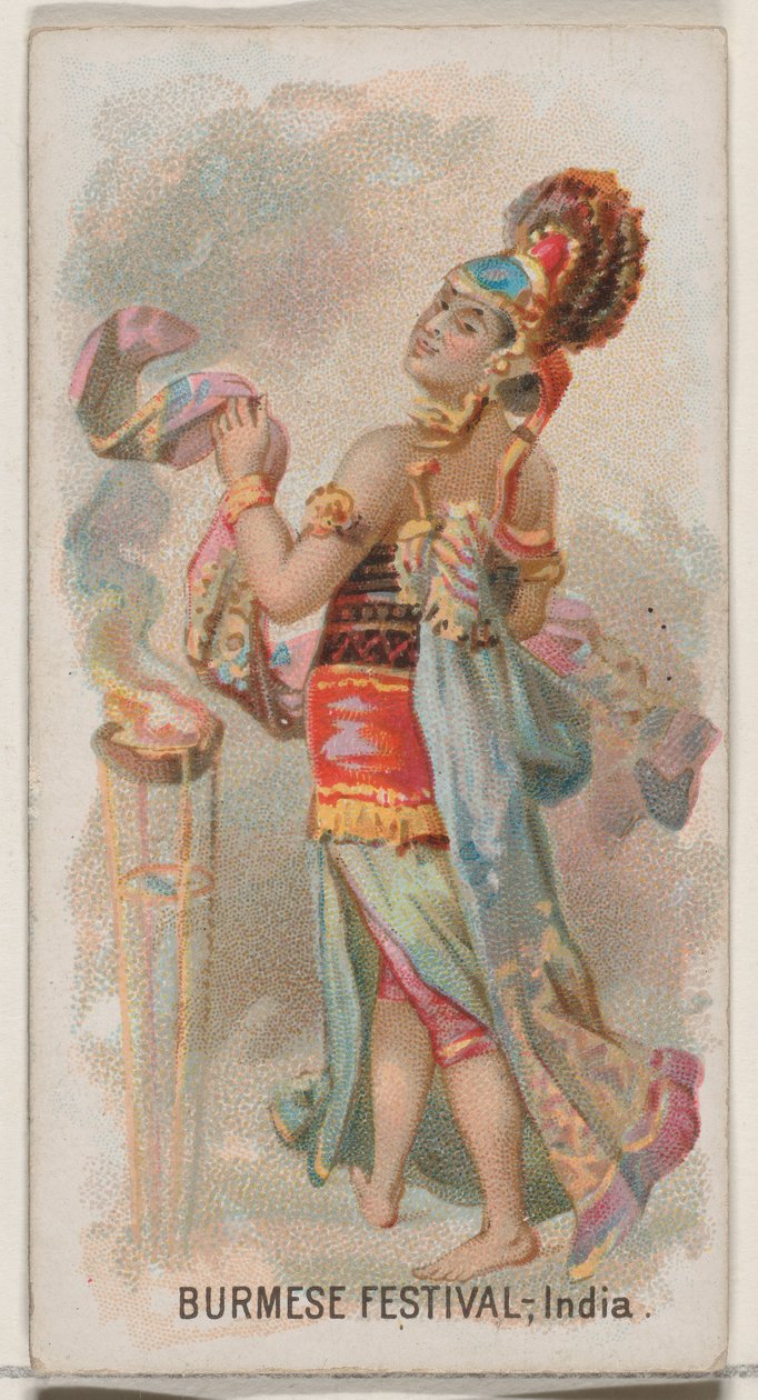 Burmese Festival, Intia, Holidays-sarjasta N80 Duke-tuotemerkin savukkeille, 1890, 1890. tekijältä George S. Harris and Sons
