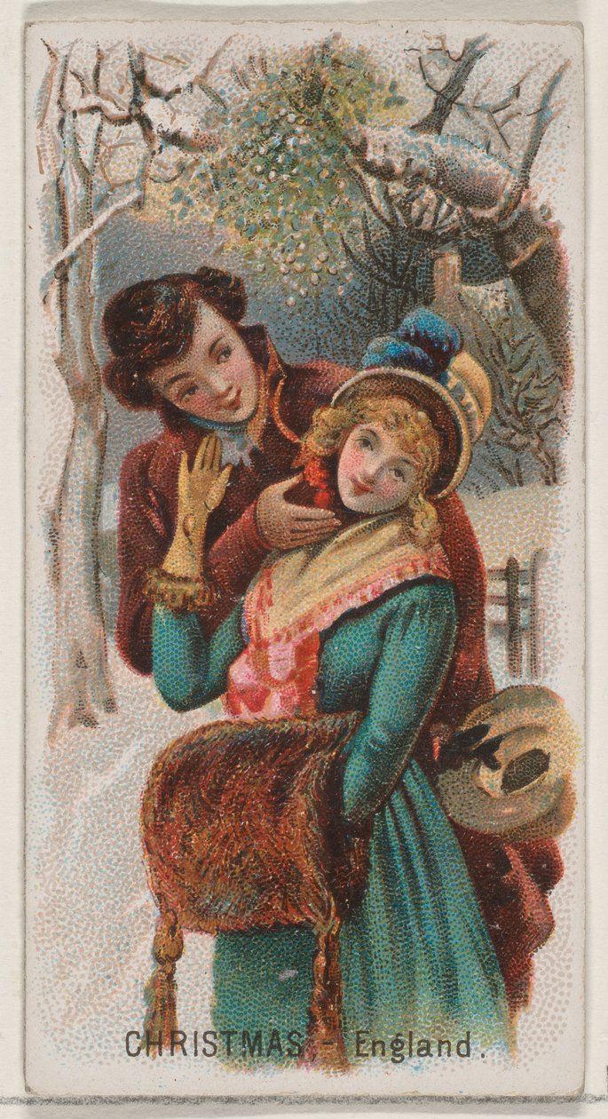 Joulu, Englanti, Holidays-sarjasta N80 Duke-tuotemerkin savukkeille, 1890, 1890. tekijältä George S. Harris and Sons