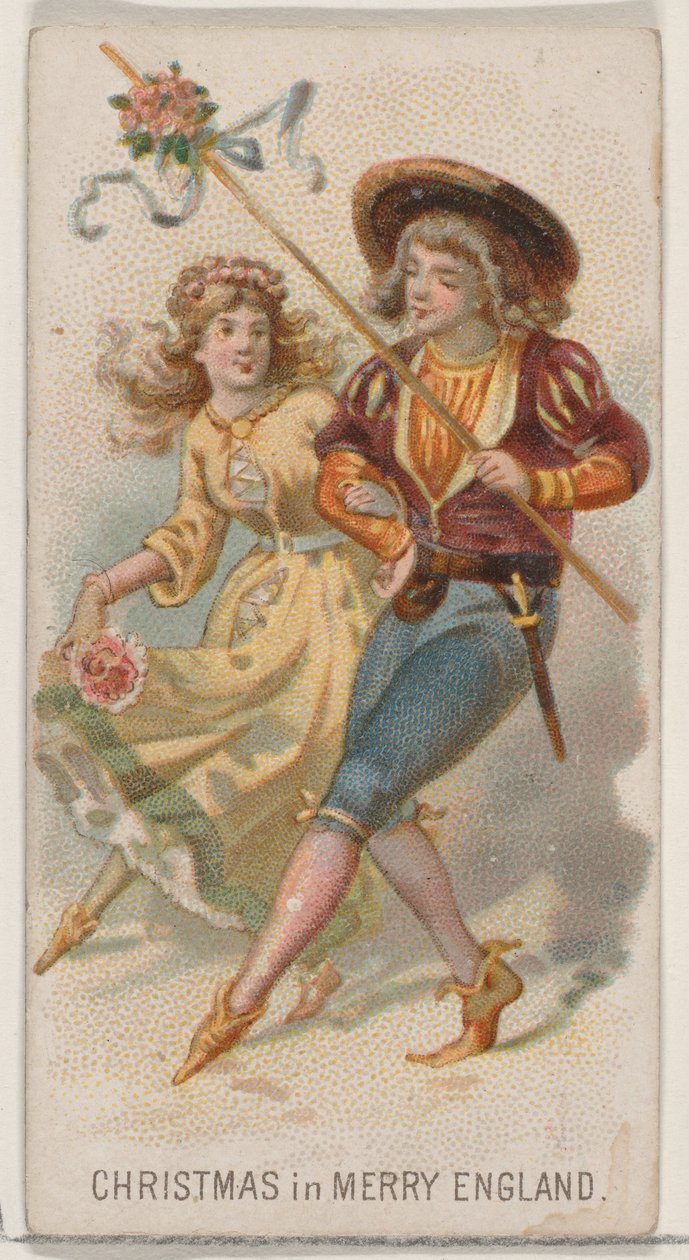 Joulu Merry Englandissa, Holidays-sarjasta N80 Duke-tuotemerkin savukkeille, 1890, 1890. tekijältä George S. Harris and Sons