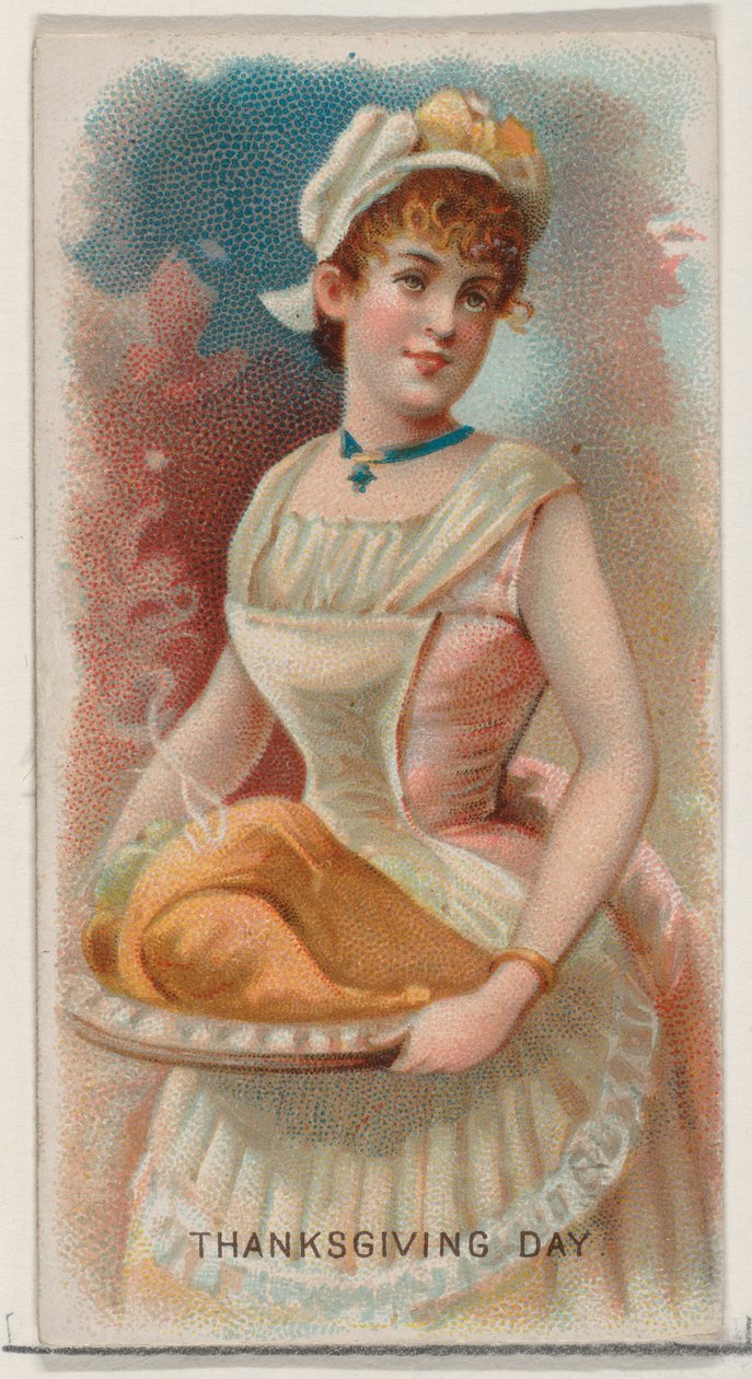 Thanksgiving Day, Yhdysvallat, Holidays-sarjasta N80 Duke-tuotemerkin savukkeille,..., 1890. tekijältä George S. Harris and Sons