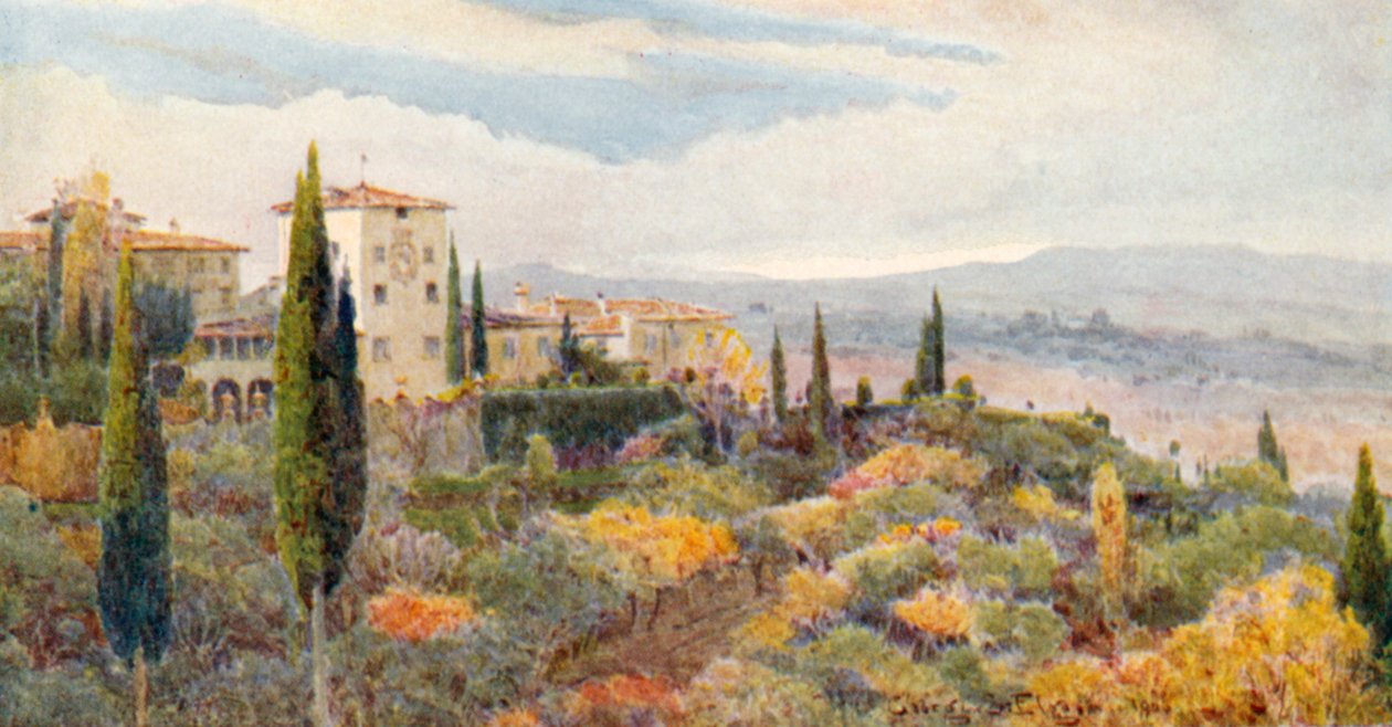 Toscanalainen huvila (värilitro) tekijältä George Samuel Elgood